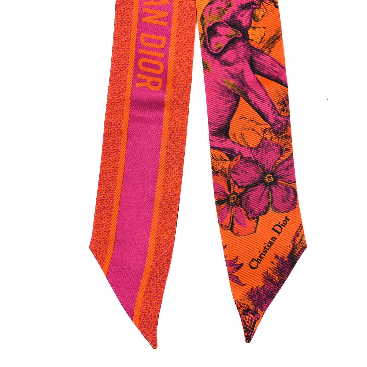 Christian Dior Silk Toile De Jouy Voyage Mitzah Scarf Orange 2 of 3