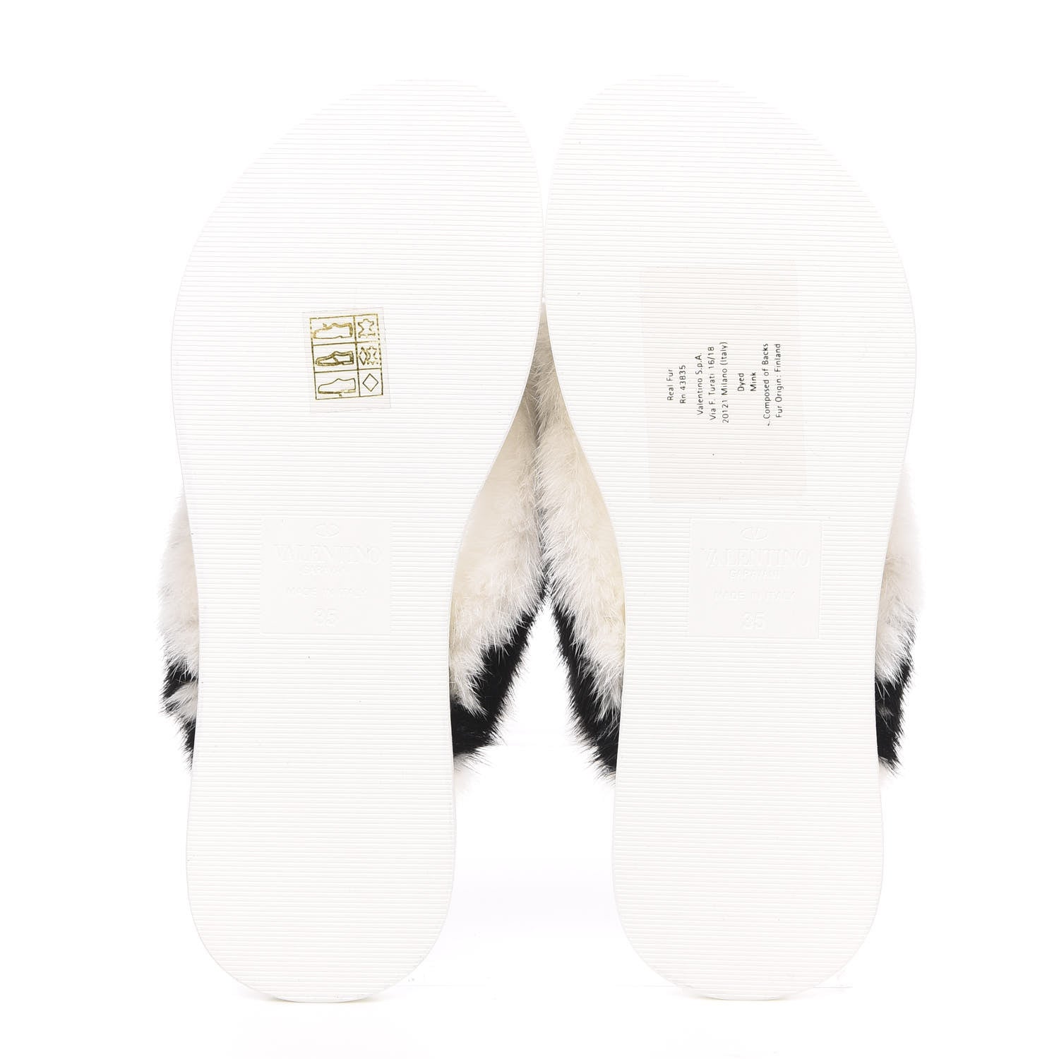 Valentino Garavani Mink Fur Thong Sandals 35 White Black 5 of 8