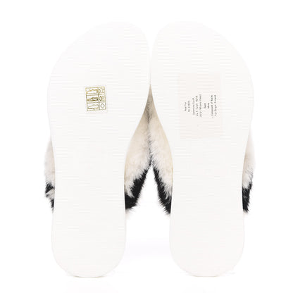 Valentino Garavani Mink Fur Thong Sandals 35 White Black 5 of 8