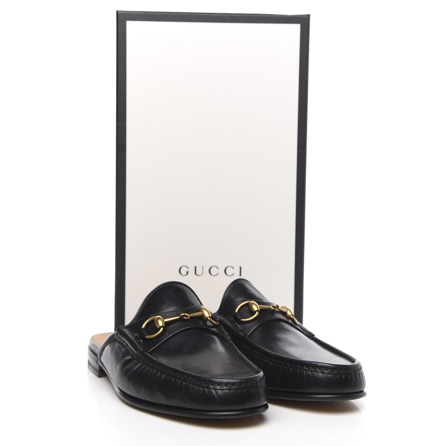 Gucci Goatskin Mens Horsebit Slippers 10 Black 9 of 9