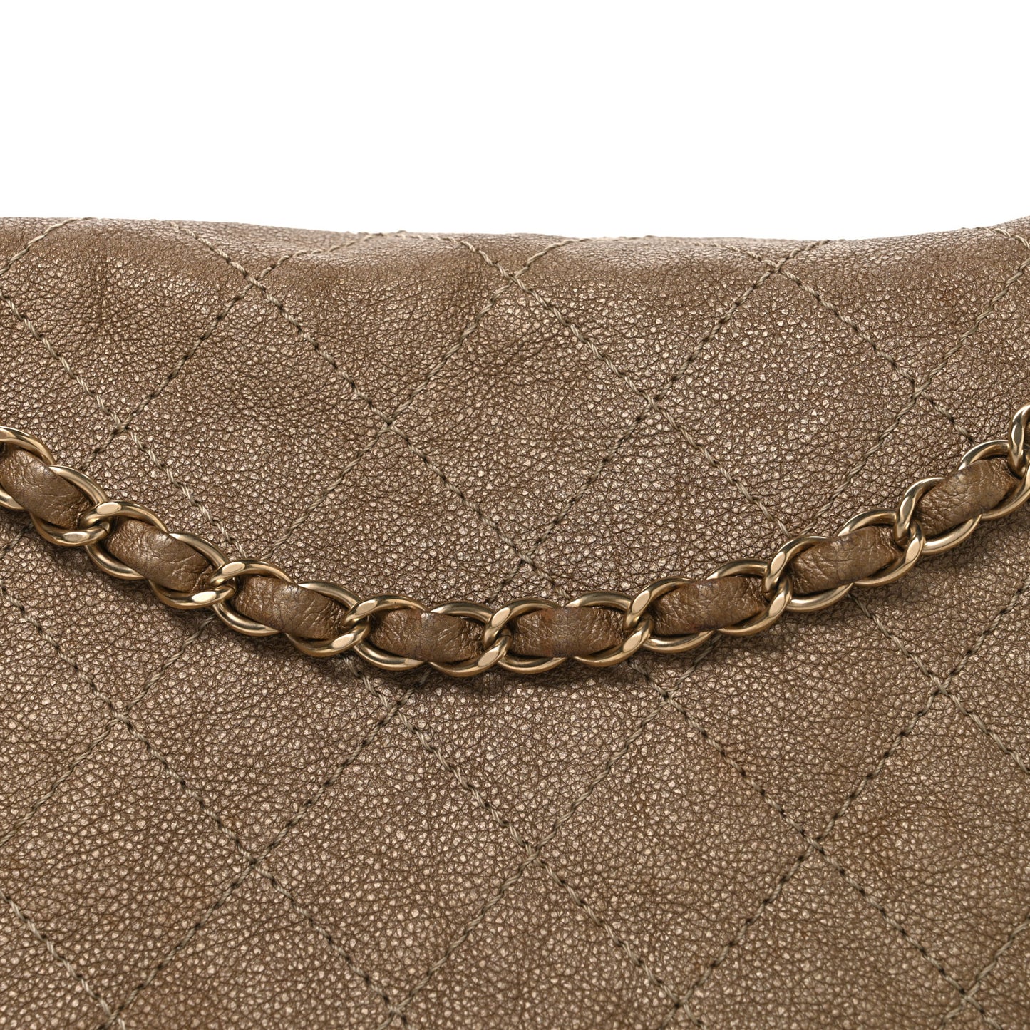 Metallic Calfskin Quilted Trianon Small Messenger Flap Gold