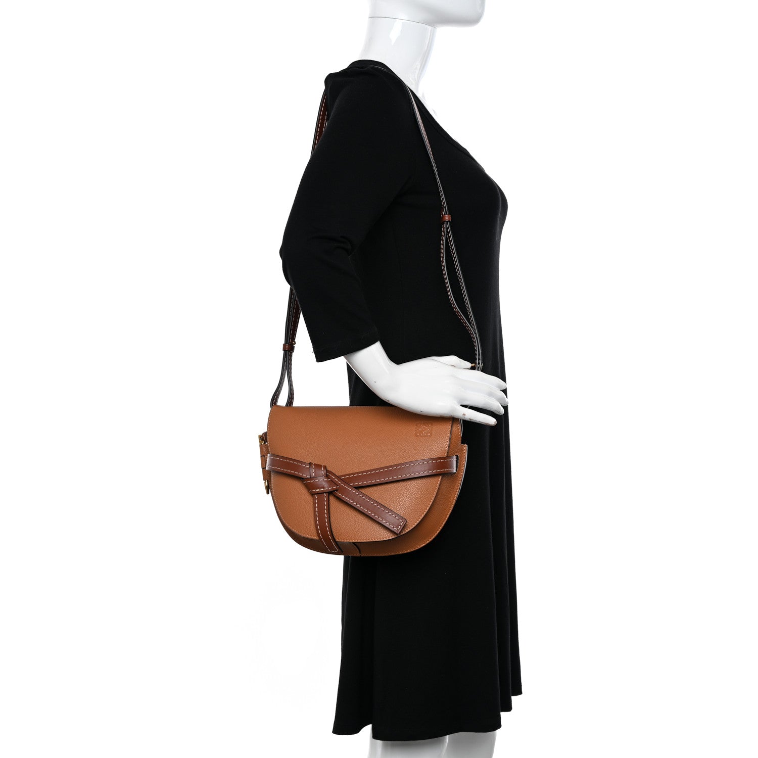 Loewe Grained Calfskin Small Gate Crossbody Bag Caramel Pecan 2 of 10