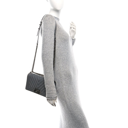 Chanel Lambskin Chevron Quilted Medium Boy Flap Grey 2 of 13