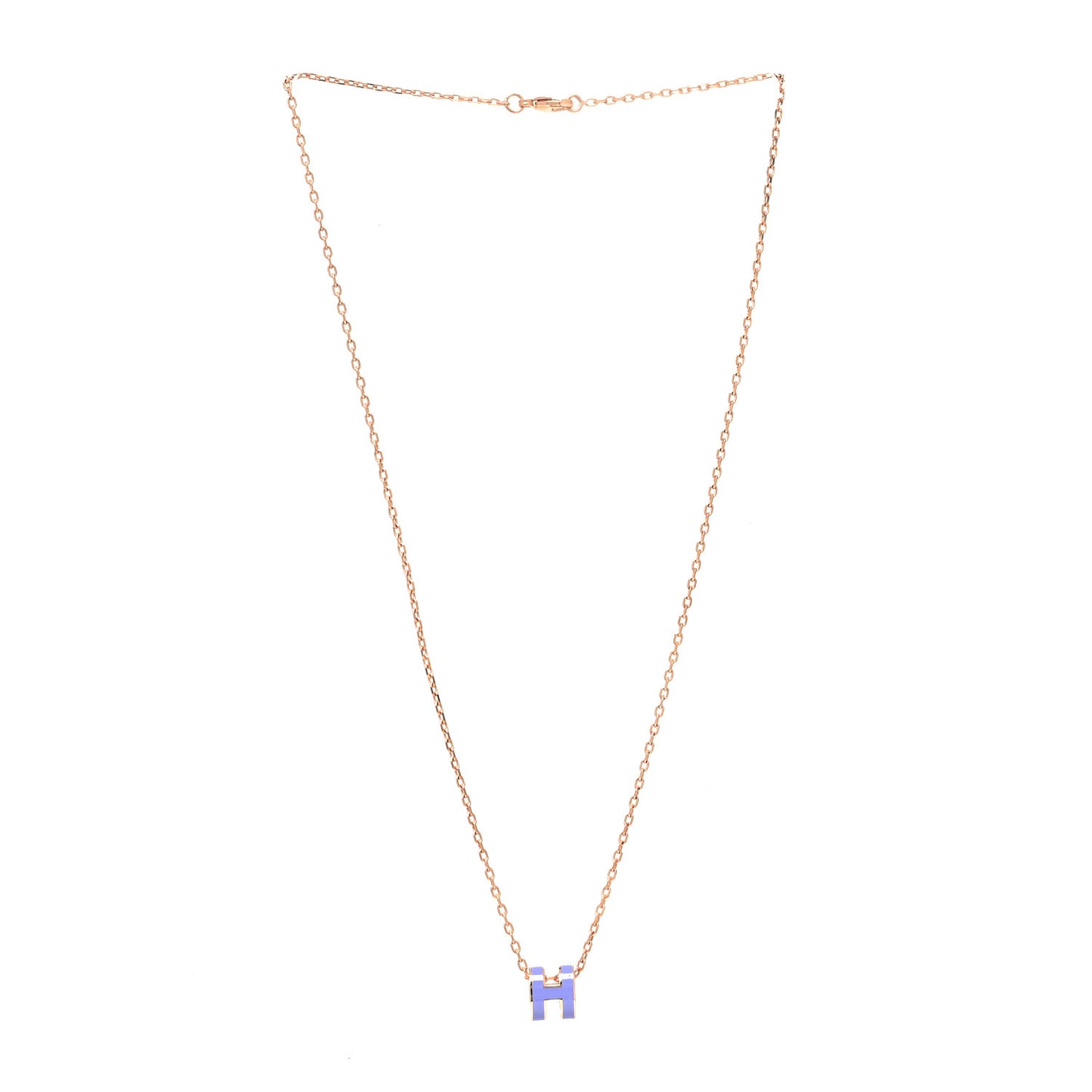 Lacquered Rose Gold Mini Pop H Pendant Necklace Lilac