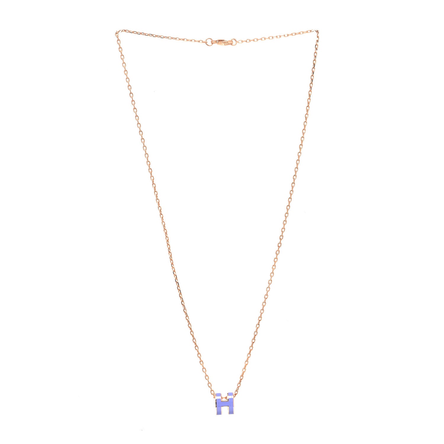 Hermes Lacquered Rose Gold Mini Pop H Pendant Necklace Lilac 3 of 5