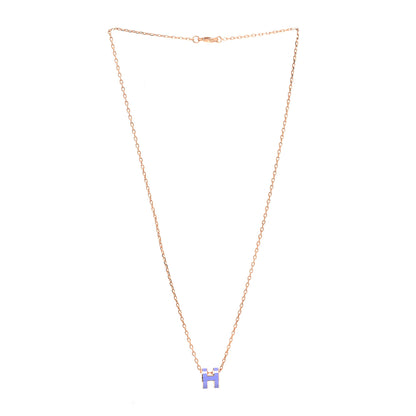 Hermes Lacquered Rose Gold Mini Pop H Pendant Necklace Lilac 3 of 5