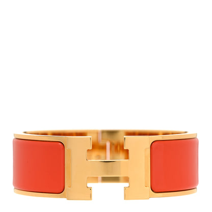 Hermes Enamel Wide Clic Clac H Bracelet GM Orange 1 of 4