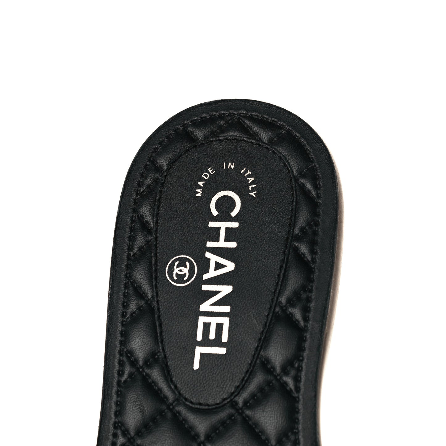 Calfskin Pearl Cord CC Mules 37 Black Ivory