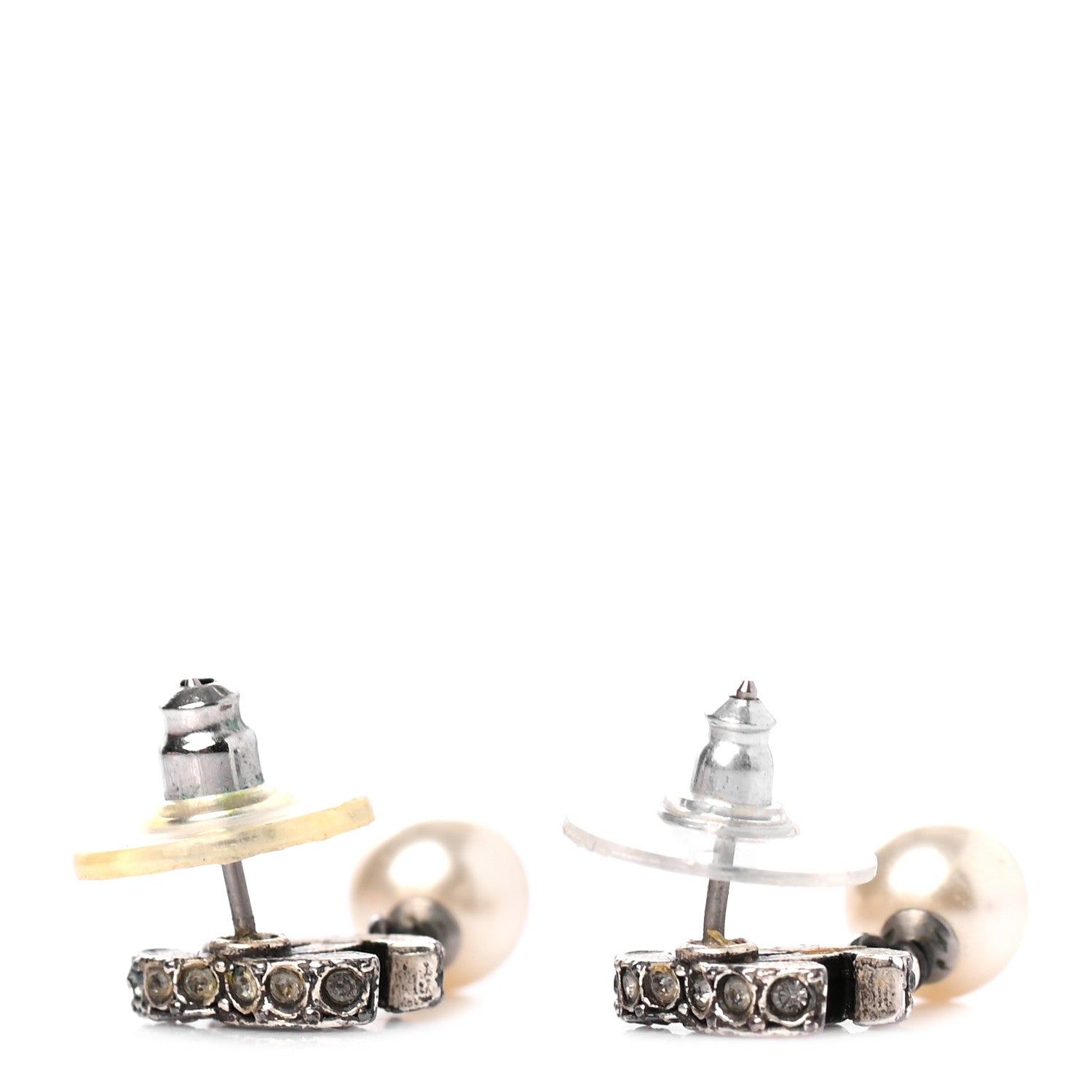 Chanel Ruthenium Crystal Pearl CC Drop Earrings 3 of 3