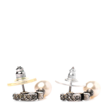 Chanel Ruthenium Crystal Pearl CC Drop Earrings 3 of 3