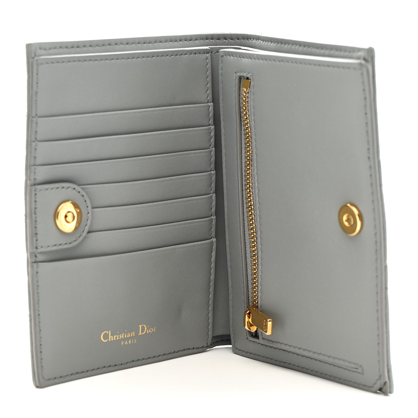 Grained Calfskin Supple Cannage Caro Medium Wallet Grey