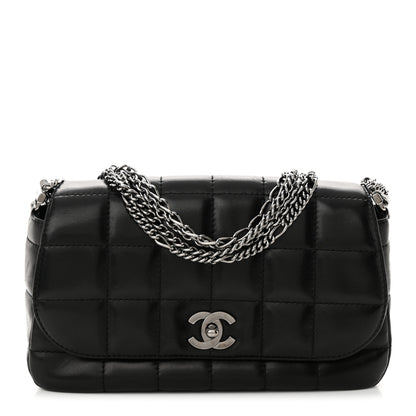 Chanel Lambskin Chocolate Bar Quilted Lambskin 5 Chain Flap Black 1 of 13