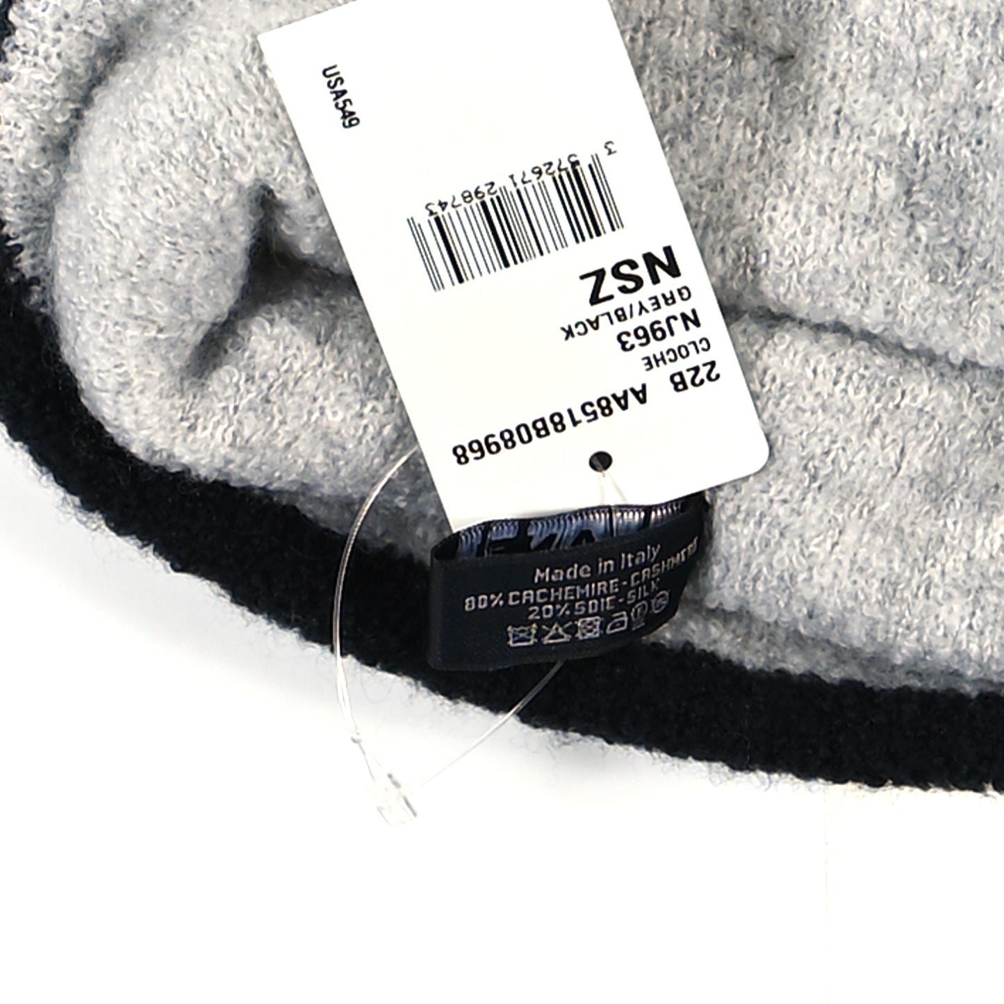 Cashmere Silk CC Beanie Hat Grey Black