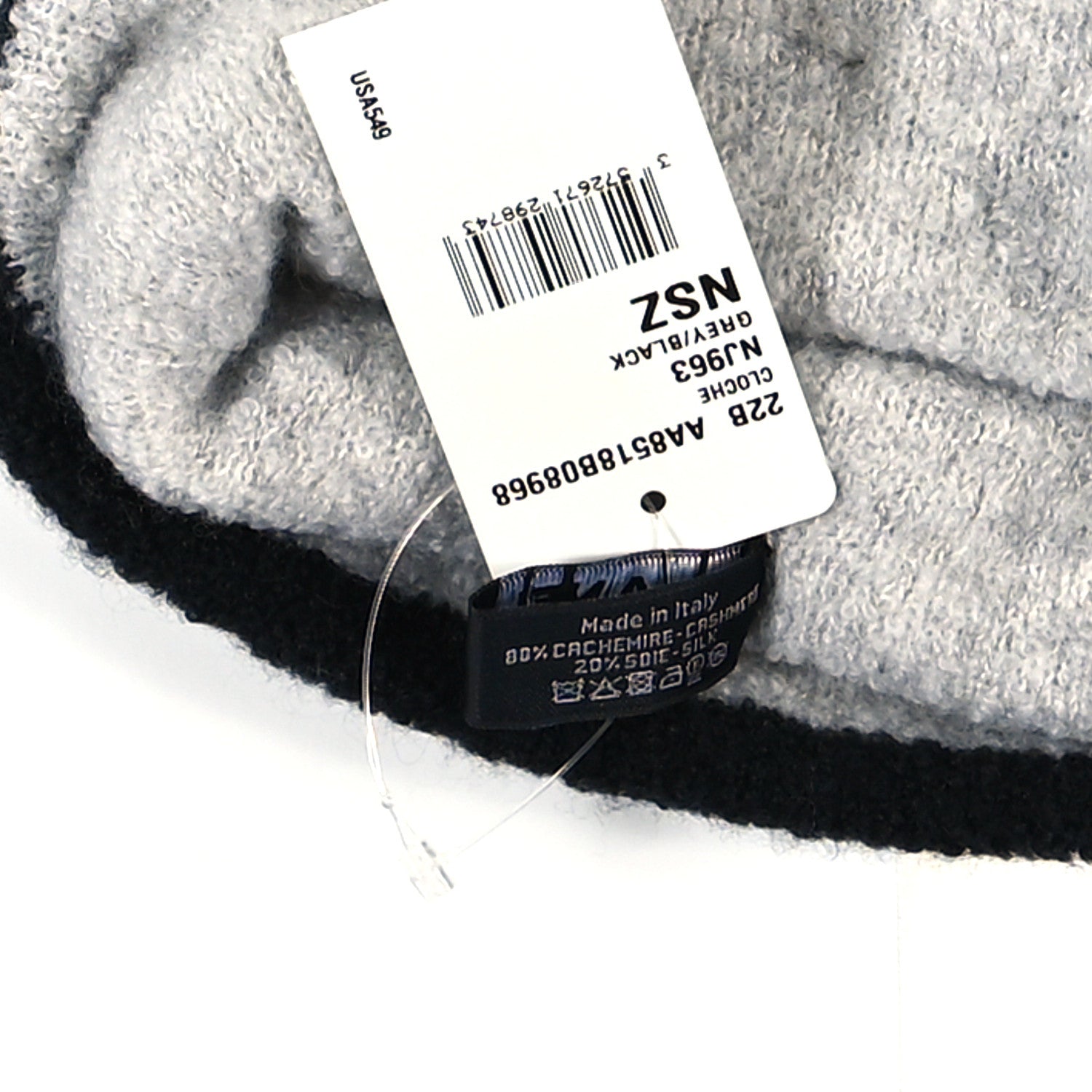 Chanel Cashmere Silk CC Beanie Hat Grey Black 4 of 4