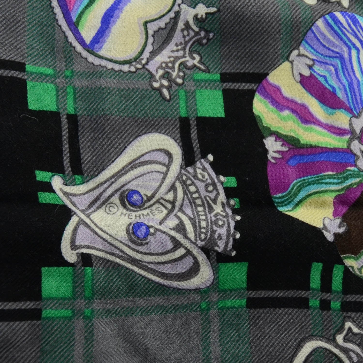 Hermes Cashmere Silk Fleurs d Ecosse Shawl Scarf 140 7 of 9