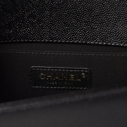 Chanel Caviar Chevron Quilted Medium Boy Flap Black 6 of 8