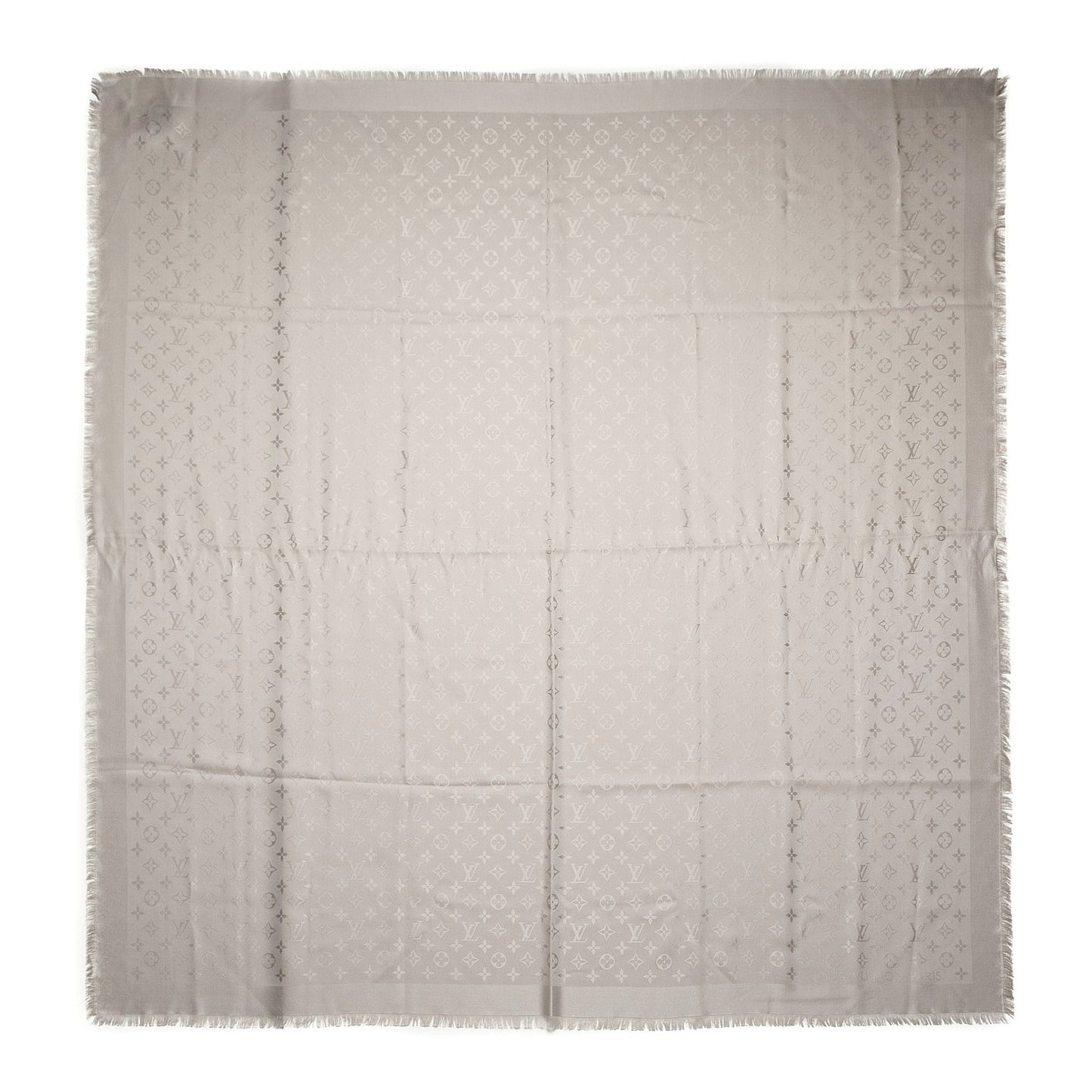Silk Wool Monogram Shawl Beige