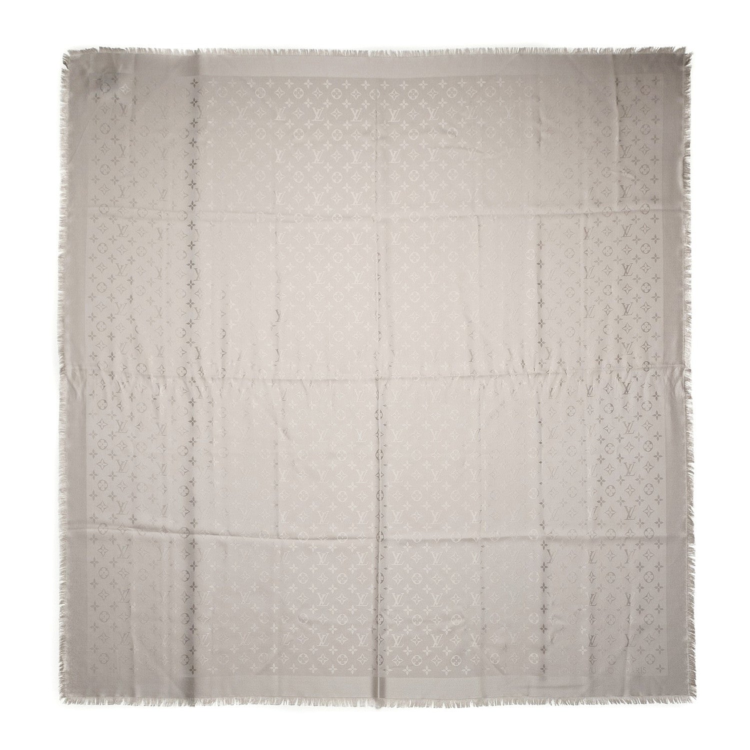 Louis Vuitton Silk Wool Monogram Shawl Beige 1 of 7