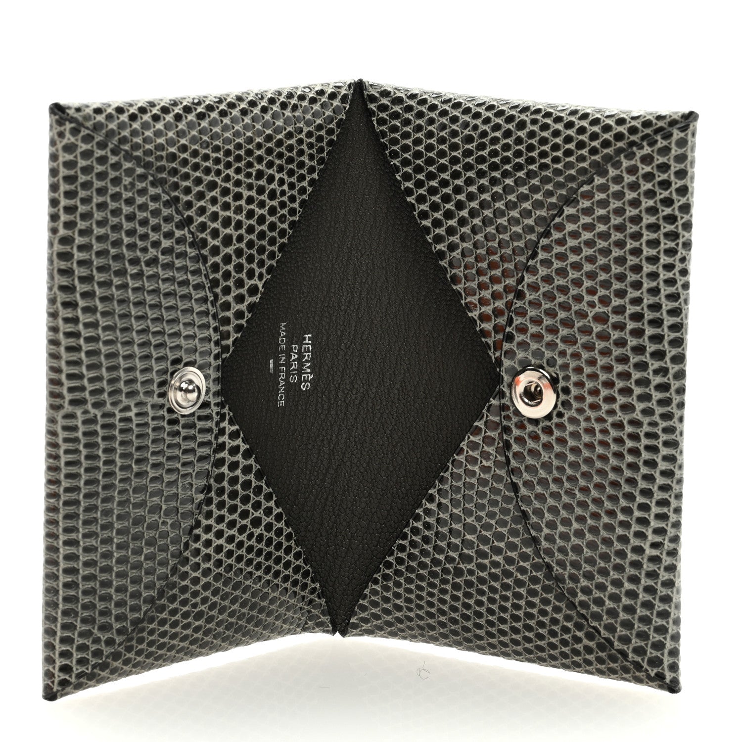 Hermes Lizard Calvi Card Case Gris Fonce 5 of 6