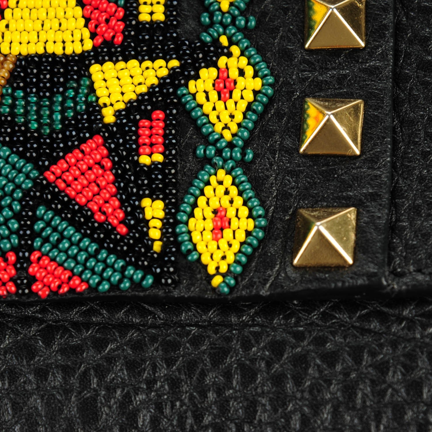 Valentino Garavani Grained Calfskin Jamaica Beaded My Rockstud Tote Black 8 of 8