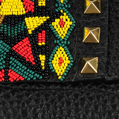 Valentino Garavani Grained Calfskin Jamaica Beaded My Rockstud Tote Black 8 of 8