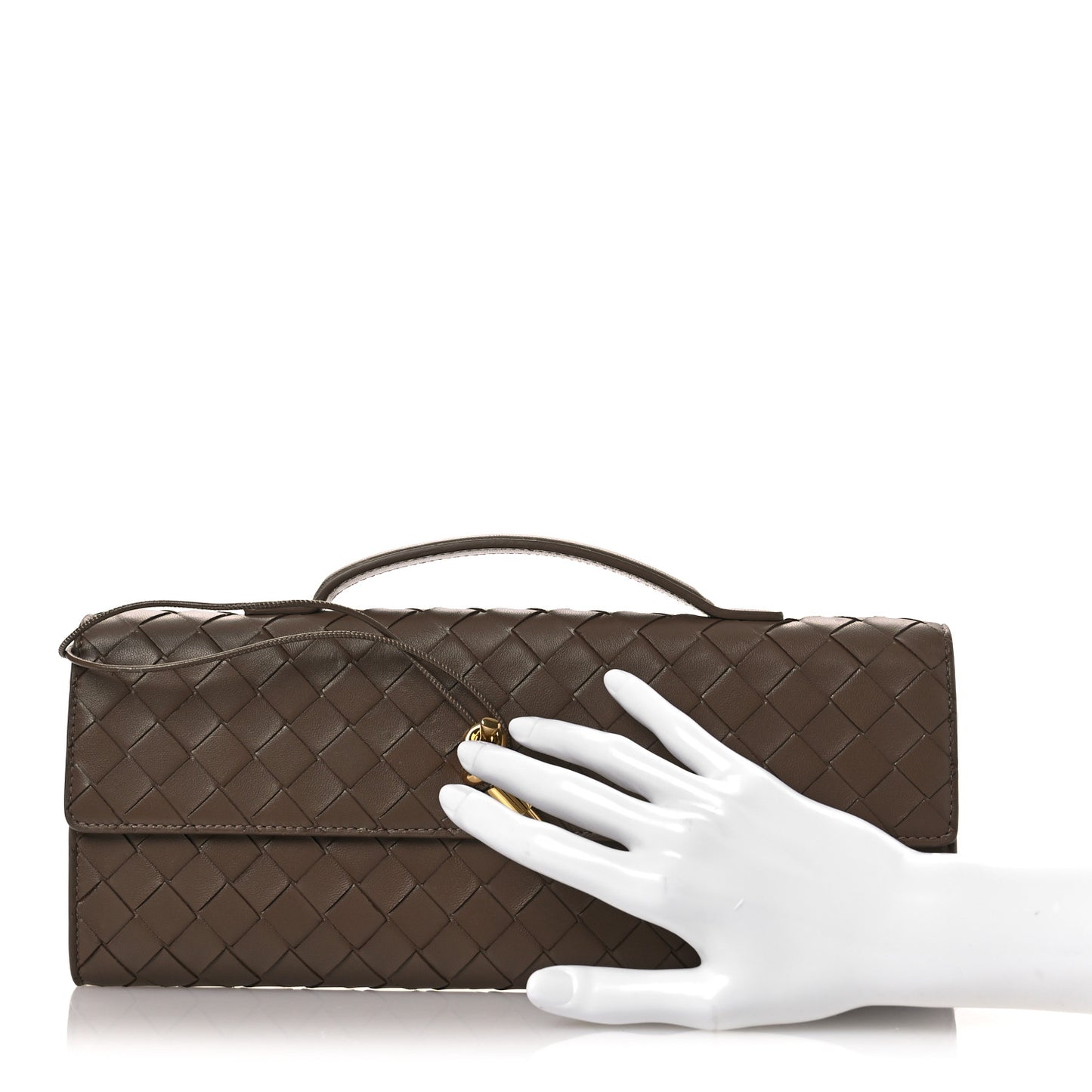 Nappa Intrecciato Long Andiamo Top Handle Clutch Pinecone
