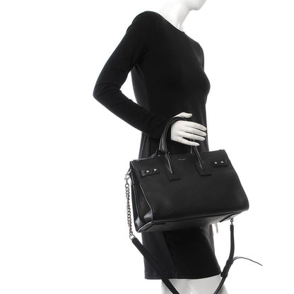 Saint Laurent Grained Calfskin Small Supple Chain Sac De Jour Black 3 of 8