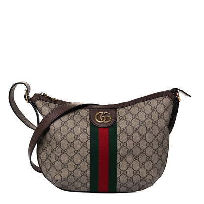 Gucci GG Supreme Monogram Web Small Ophidia Half Moon Hobo Brown 1 of 9