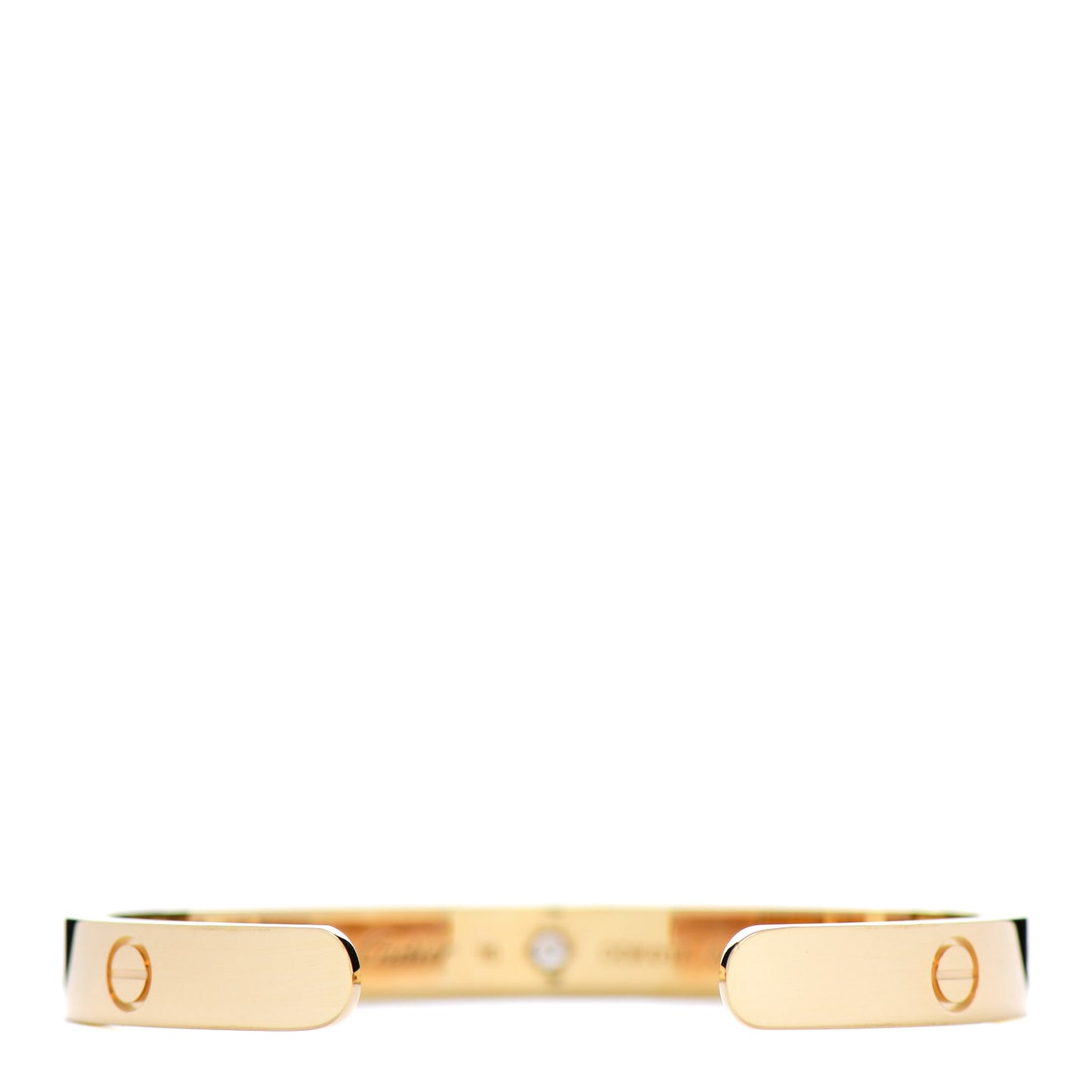 18K Yellow Gold 1 Diamond LOVE Cuff Bracelet 16