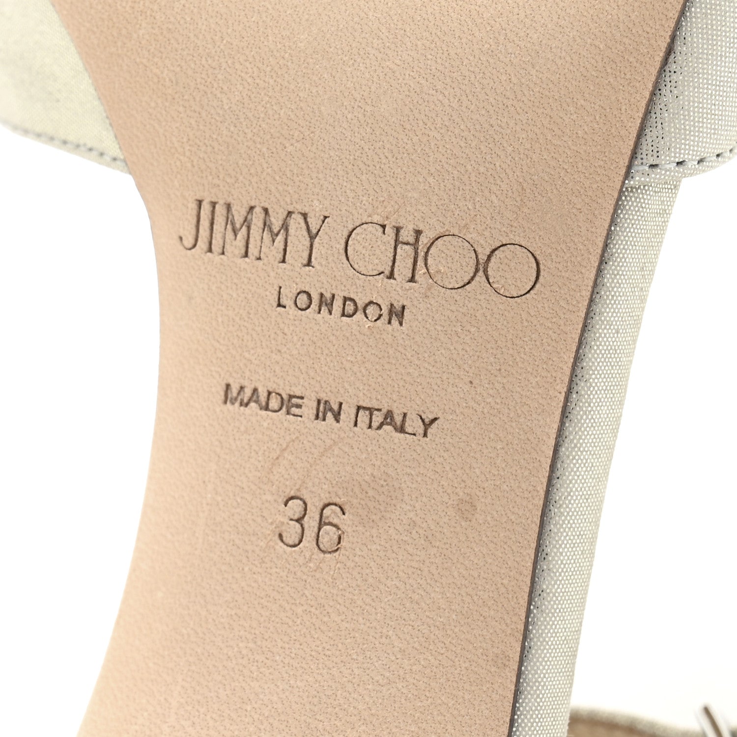 Jimmy Choo Metallic Suede Pearl Sacora 85 Sandals 36 Champagne 7 of 9