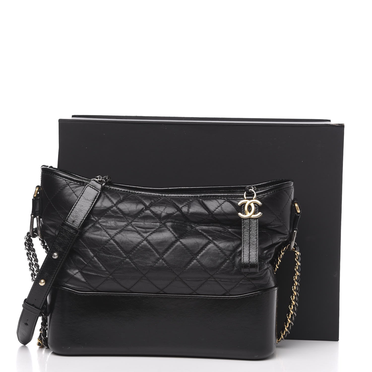 Chanel Aged Calfskin Quilted Medium Gabrielle Hobo Black 15 of 18