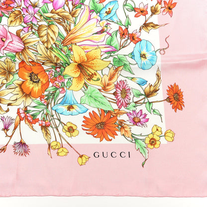 Gucci Silk Twill Eighties Bouquet Square Scarf Pink Ivory 2 of 4