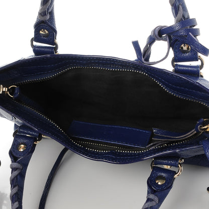 Balenciaga Chevre Gold Metallic Edge Hardware Mini City Bleu Roi 6 of 8