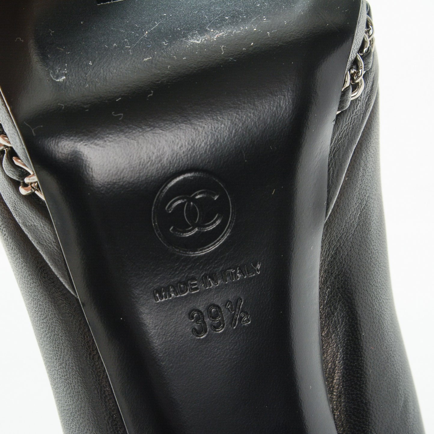 Calfskin Platform Chain Pumps 39.5 Black