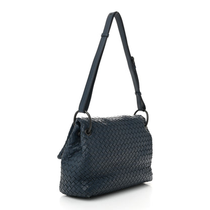 Bottega Veneta Nappa Intrecciato Flap Shoulder Bag Blue 3 of 11