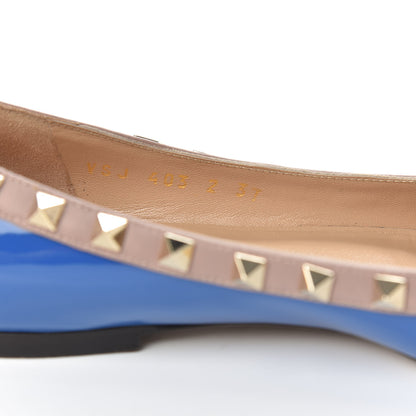 Valentino Garavani Patent Nappa Rockstud Ballerina Flats 37 Indaco Poudre 9 of 11