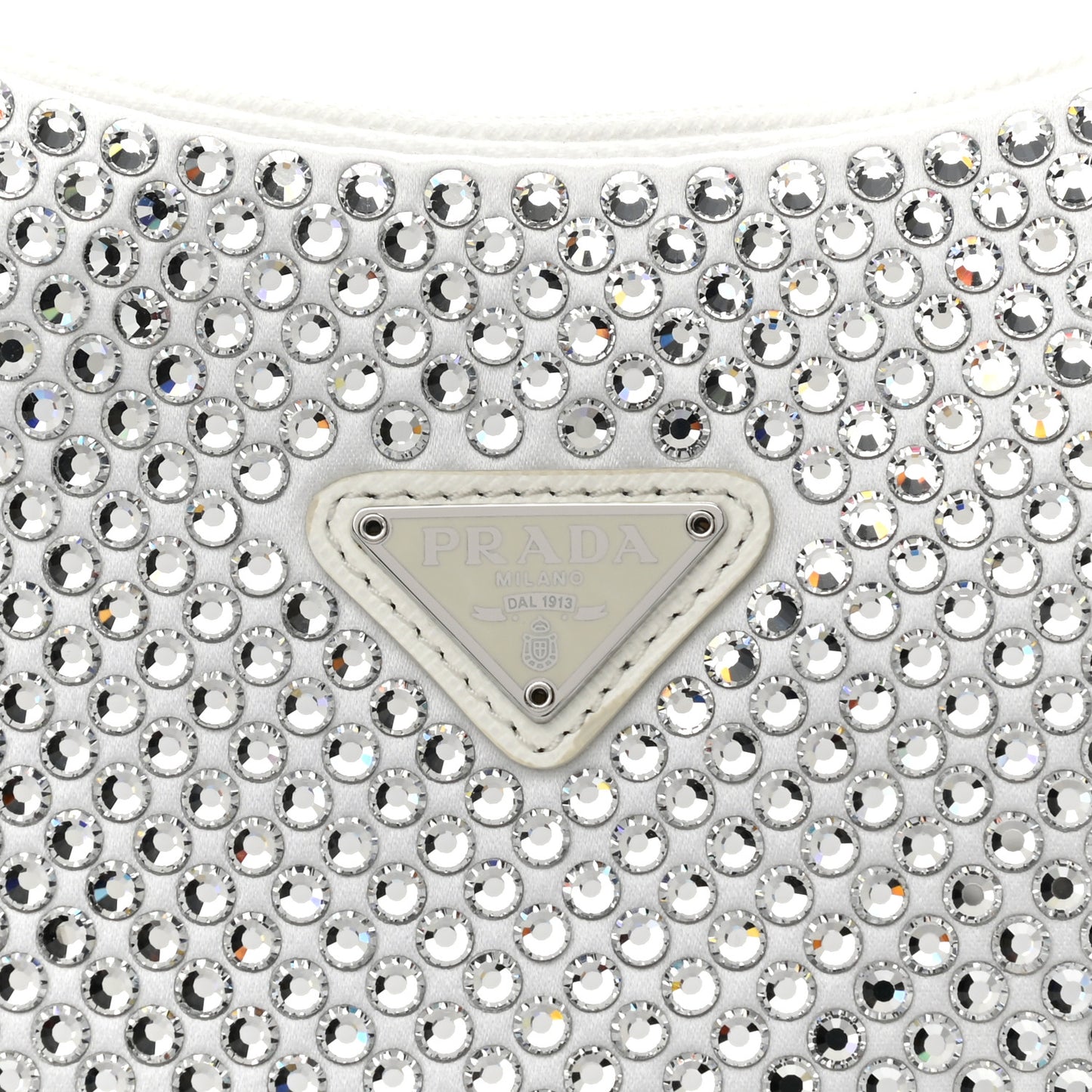 Satin Crystal Mini Re-Edition 2000 Bag White
