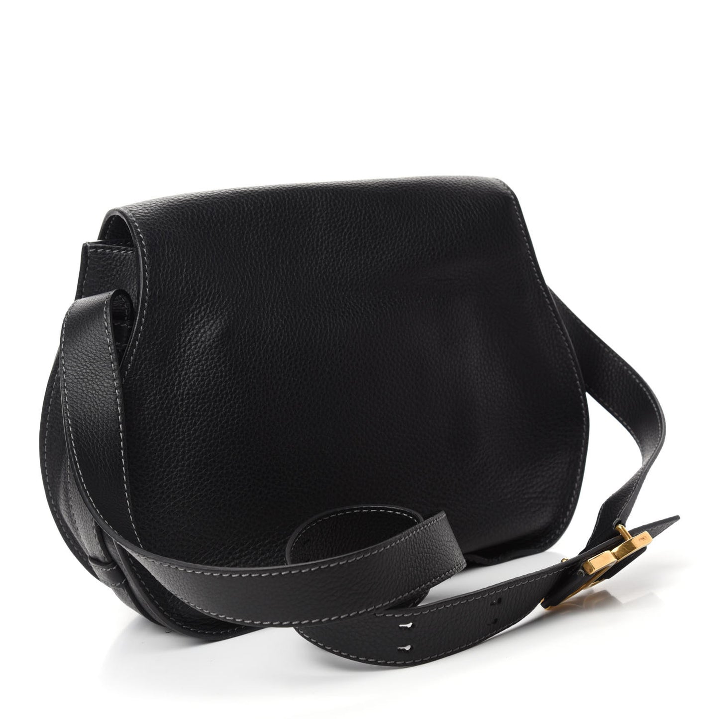 Calfskin Medium Marcie Round Crossbody Bag Black
