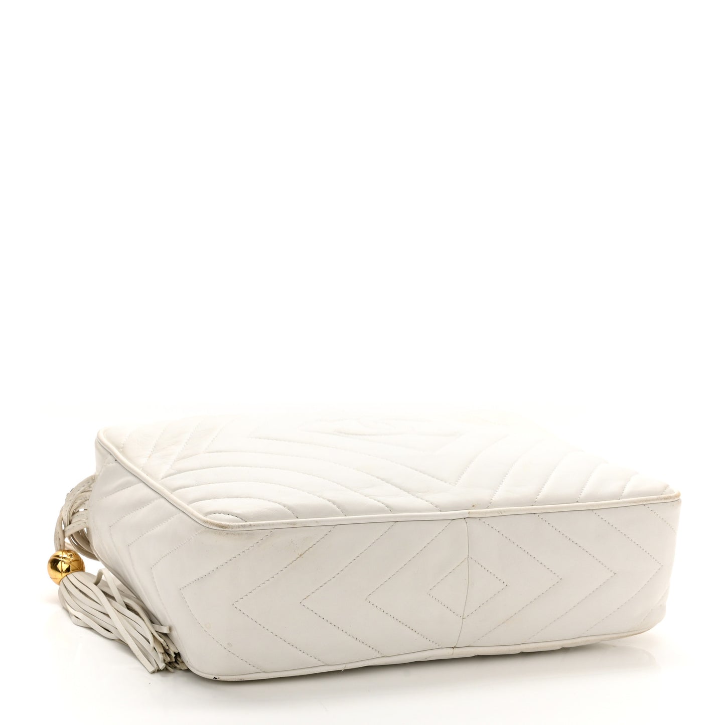 Lambskin Quilted CC Tassel Camera Case White