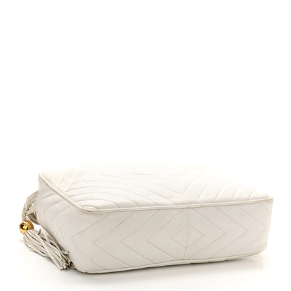 Chanel Lambskin Quilted CC Tassel Camera Case White 4 of 18