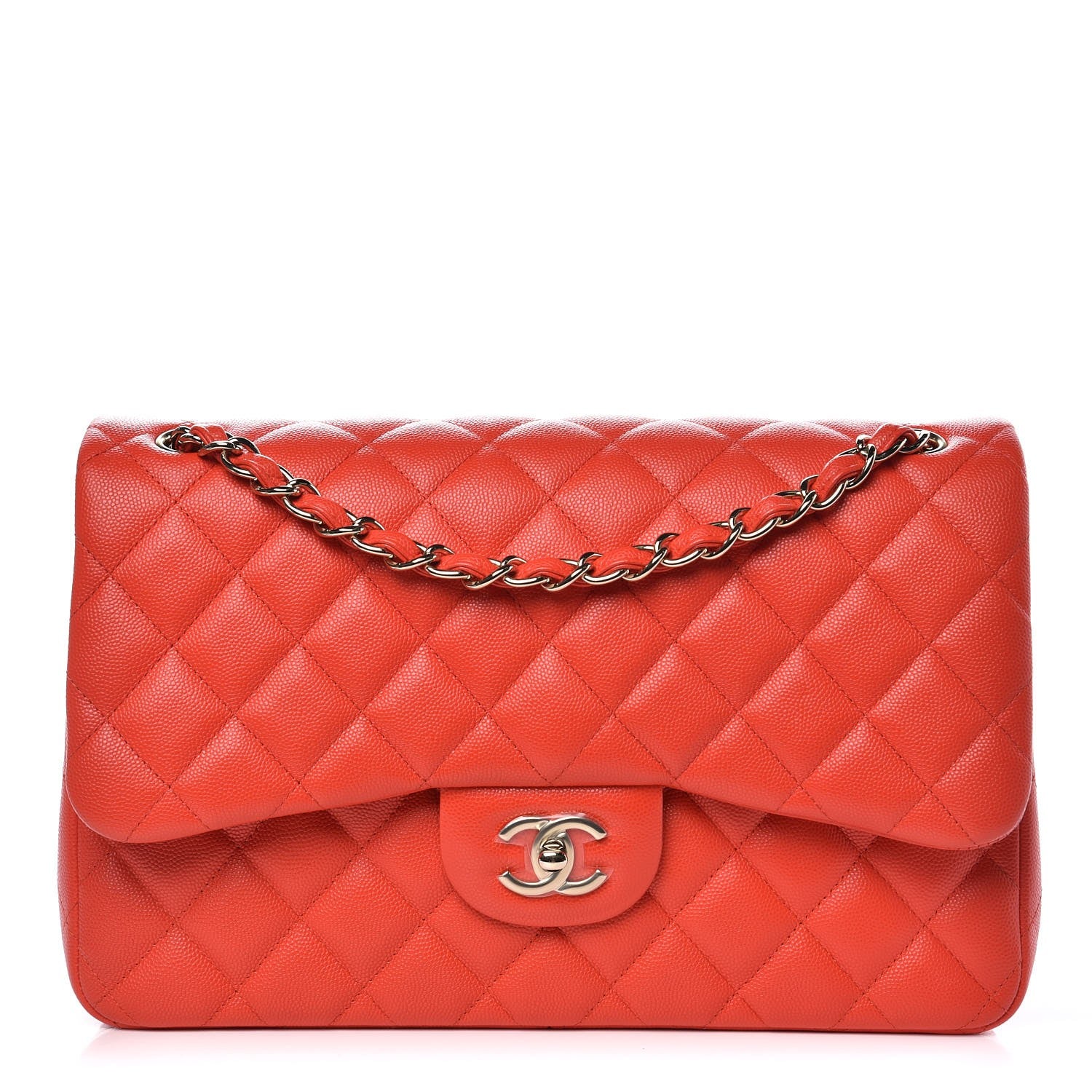 Chanel Caviar Quilted Jumbo Double Flap Red 1 of 8