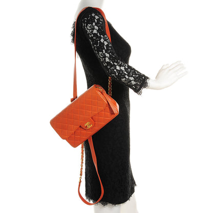Chanel Lambskin Quilted Backpack Orange 2 of 10