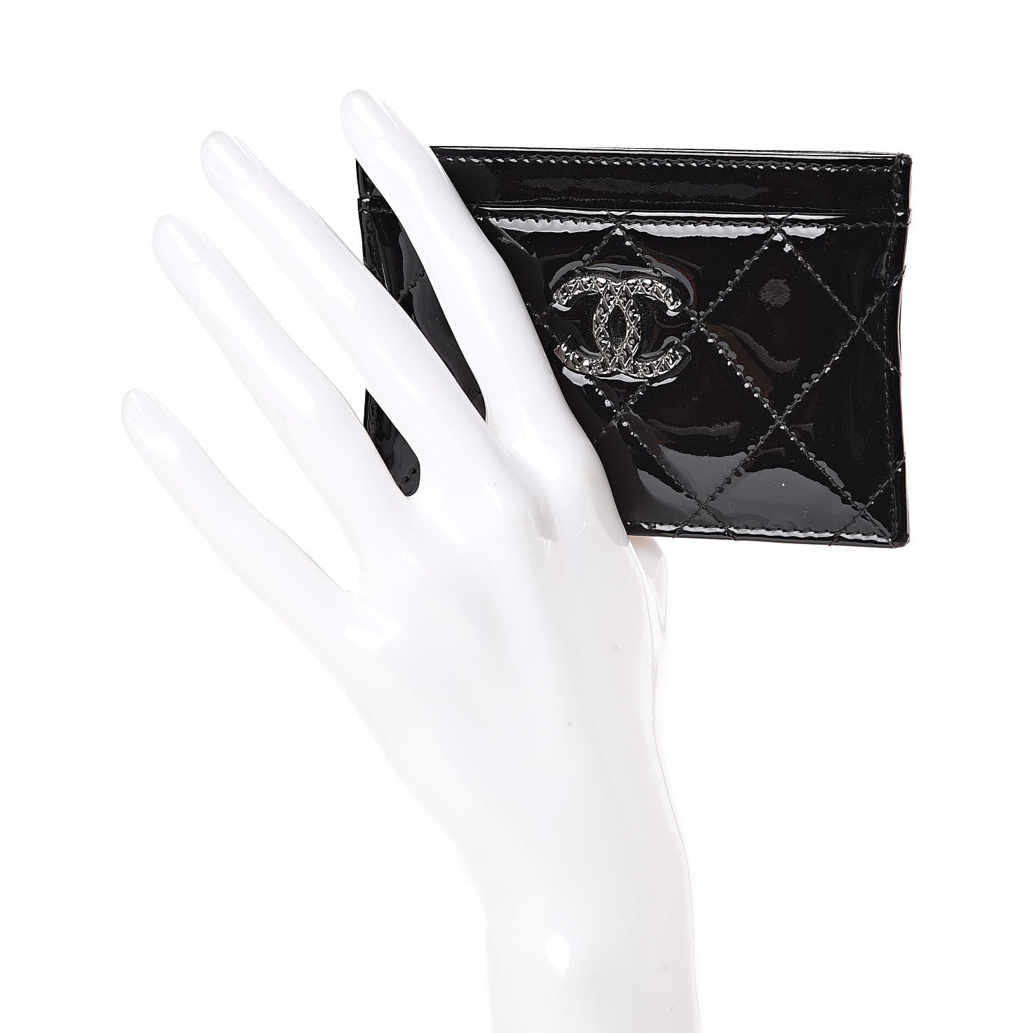 Chanel Patent Quilted Brilliant Card Holder Black 2 of 8