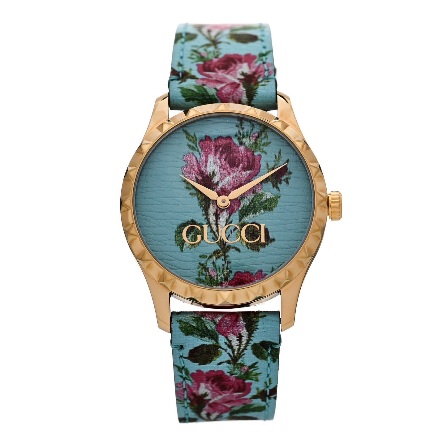 Stainless Steel Calfskin 38mm G-Timeless Floral Quartz Watch Blue