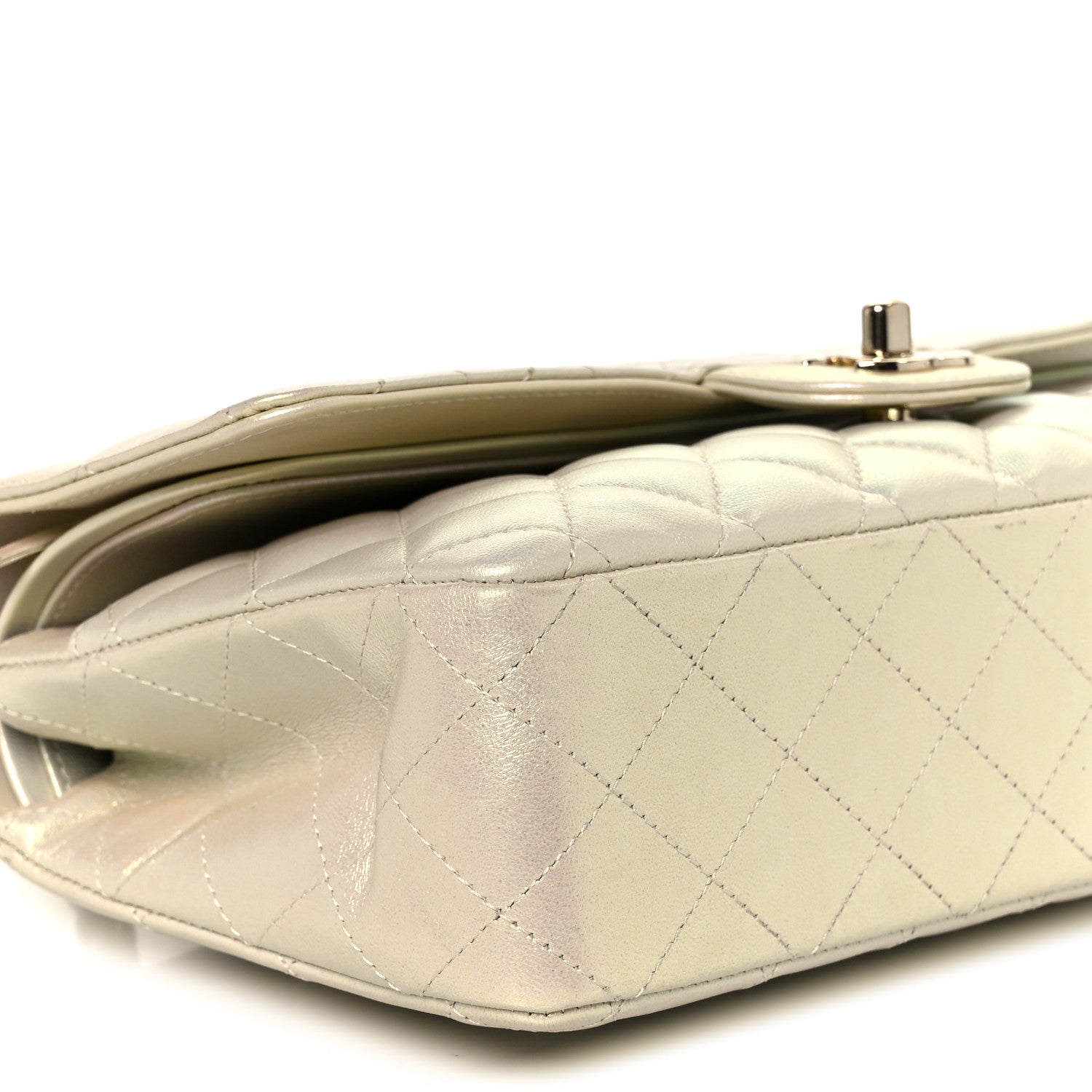 Chanel Iridescent Lambskin Quilted Medium Double Flap Ivory 10 of 11