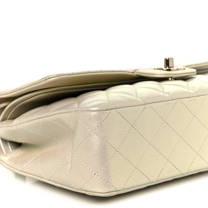 Chanel Iridescent Lambskin Quilted Medium Double Flap Ivory 10 of 11