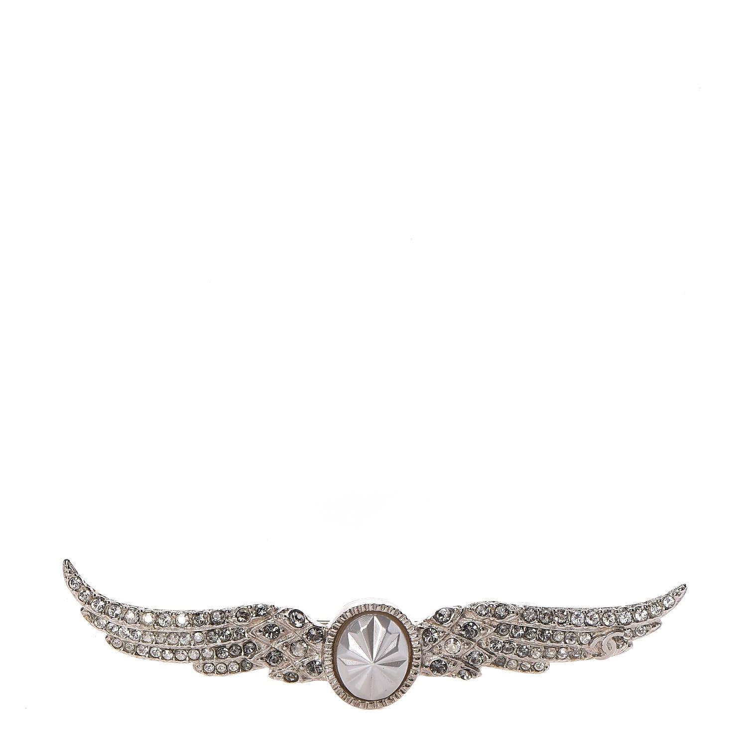 Chanel Crystal Wings Brooch Silver 1 of 4