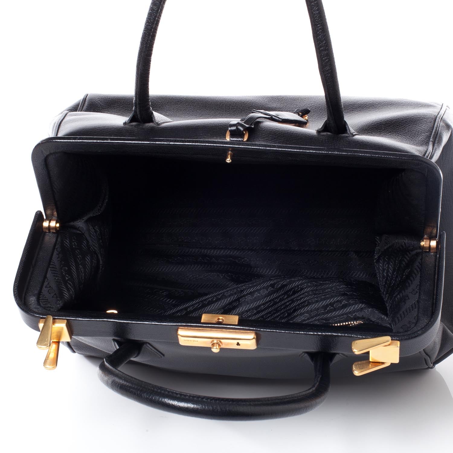Prada Goatskin Cerniera Doctor Bag Black 9 of 10
