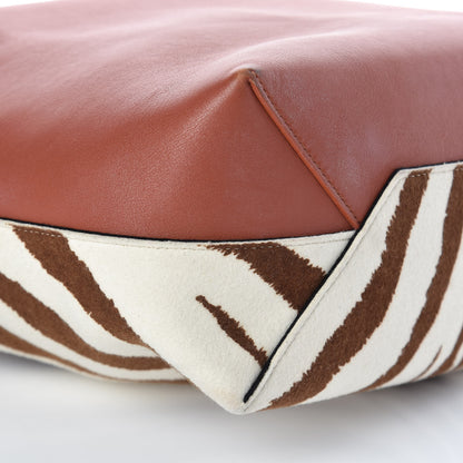 Celine Shiny Smooth Calfskin Zebra Printed Calf Hair Small Twisted Cabas Chalk Brick 10 of 12