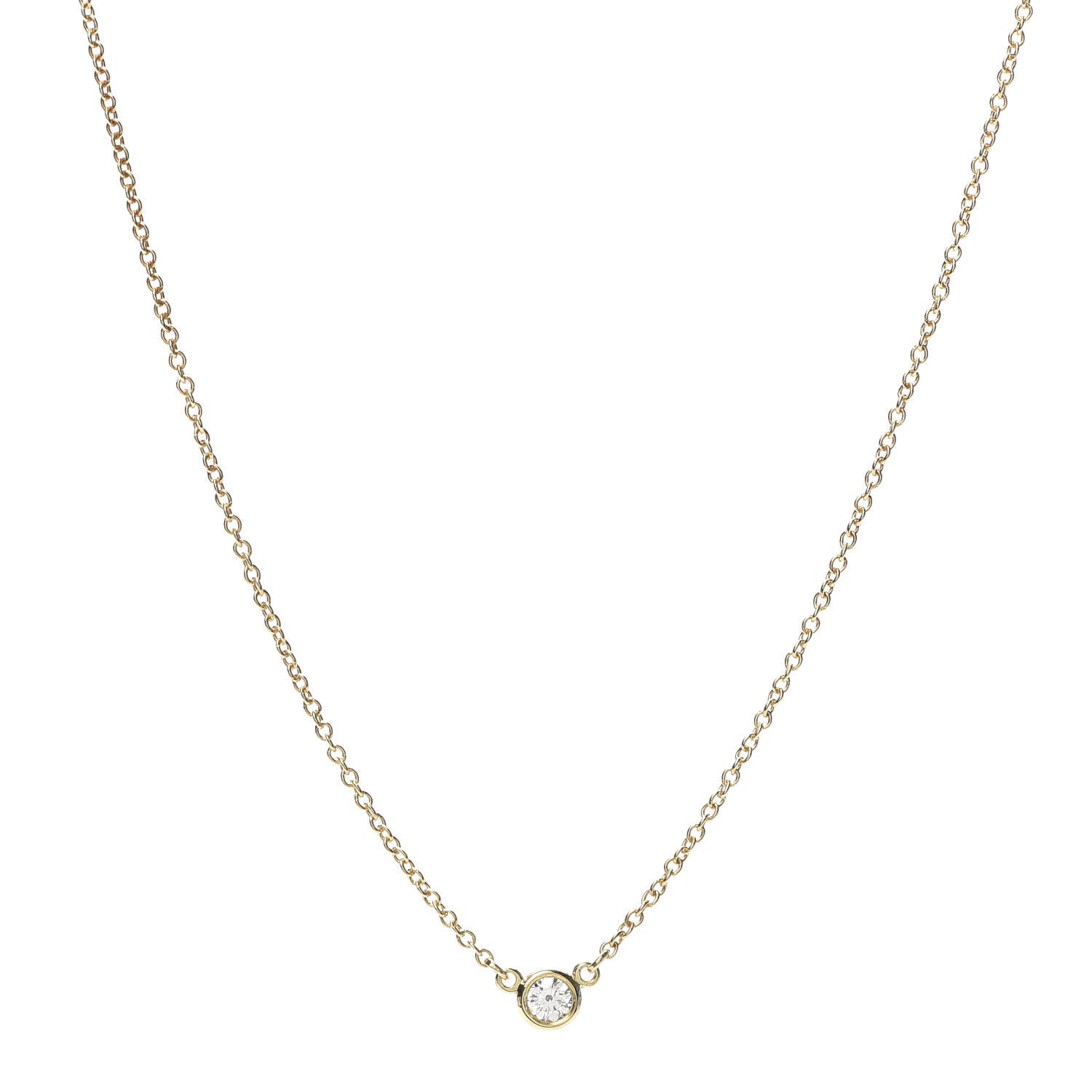 Tiffany 18K Yellow Gold Diamond .09ct Elsa Peretti Diamonds by the Yard Pendant Necklace 1 of 6